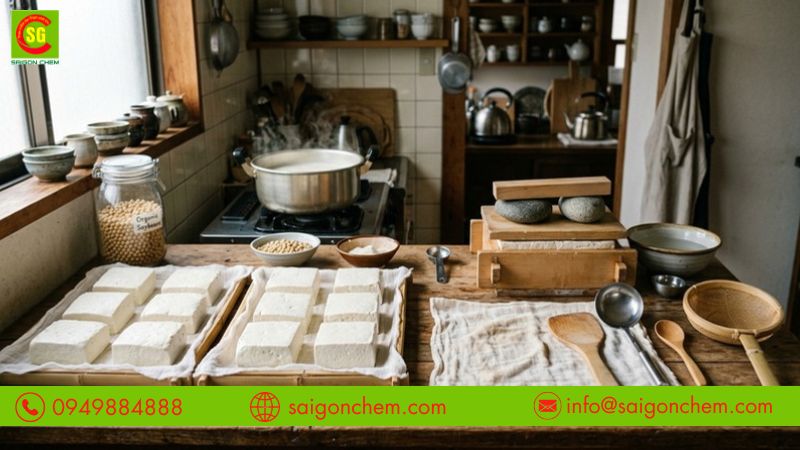 Quy tr&igrave;nh l&agrave;m đậu hũ miếng mềm mịn v&agrave; săn chắc 